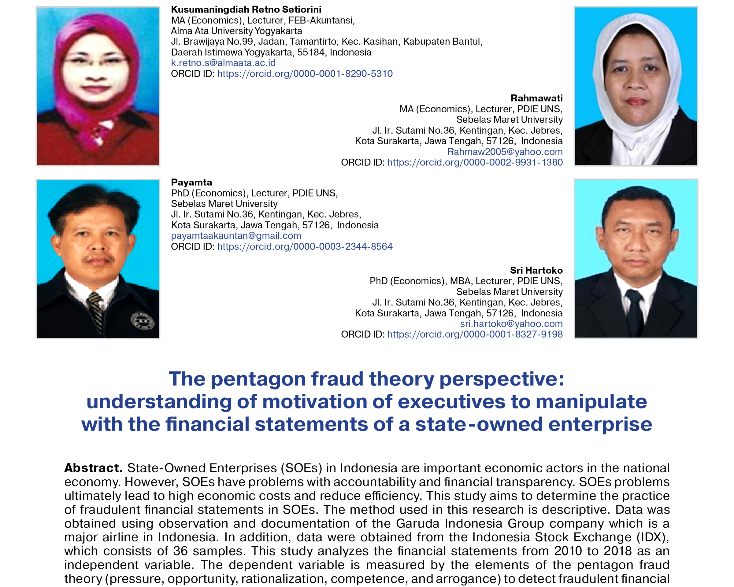 Setiorini, K. R., Rahmawati, Payamta, & Hartoko, S. (2021)