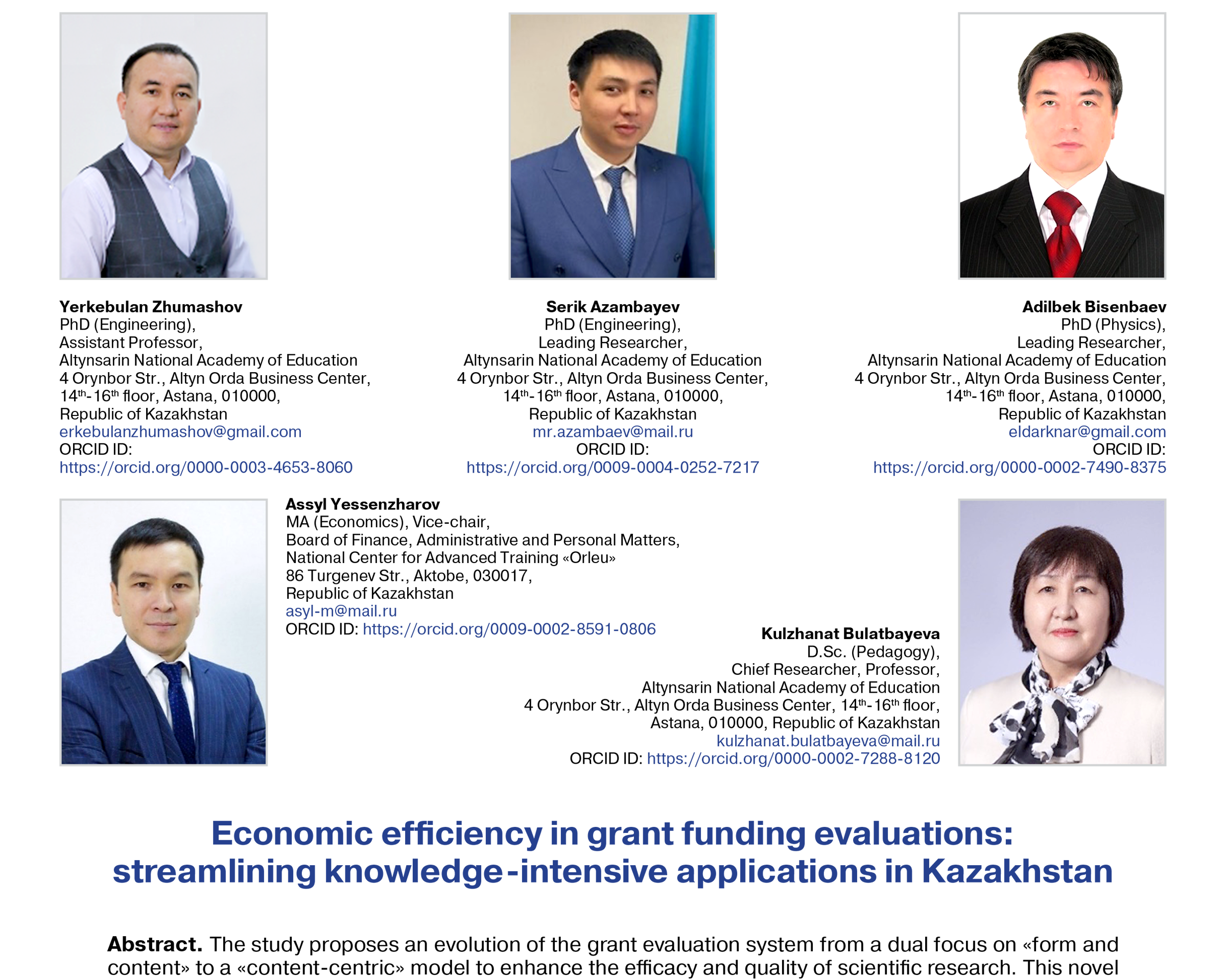 Zhumashov, Ye., Azambayev, S., Bisenbaev, A., Yessenzharov, A., & Bulatbayeva, K. (2023)