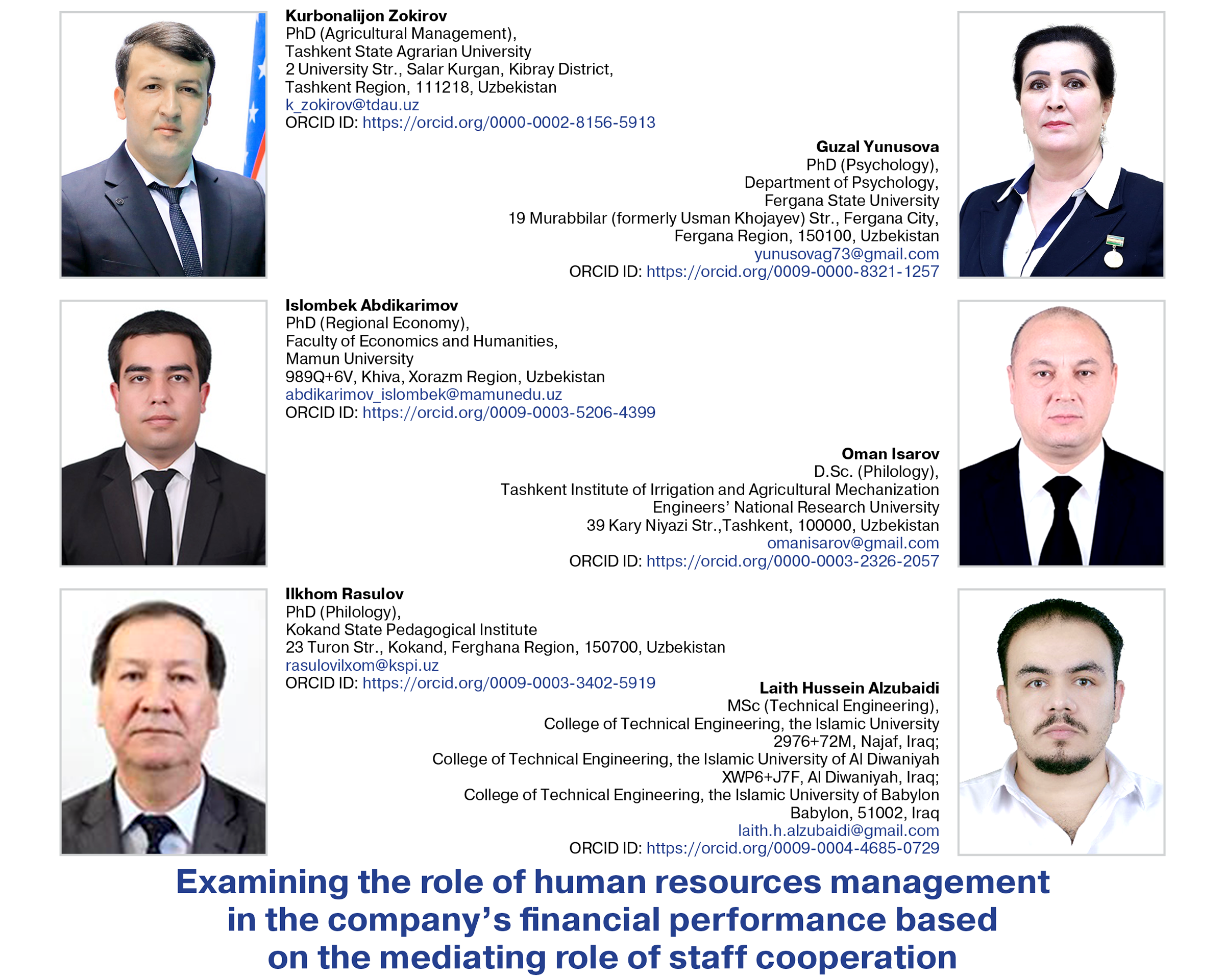 Zokirov, K., Yunusova, G., Abdikarimov, I., Isarov, O., Rasulov, I., & Alzubaidi, L. H. (2024)