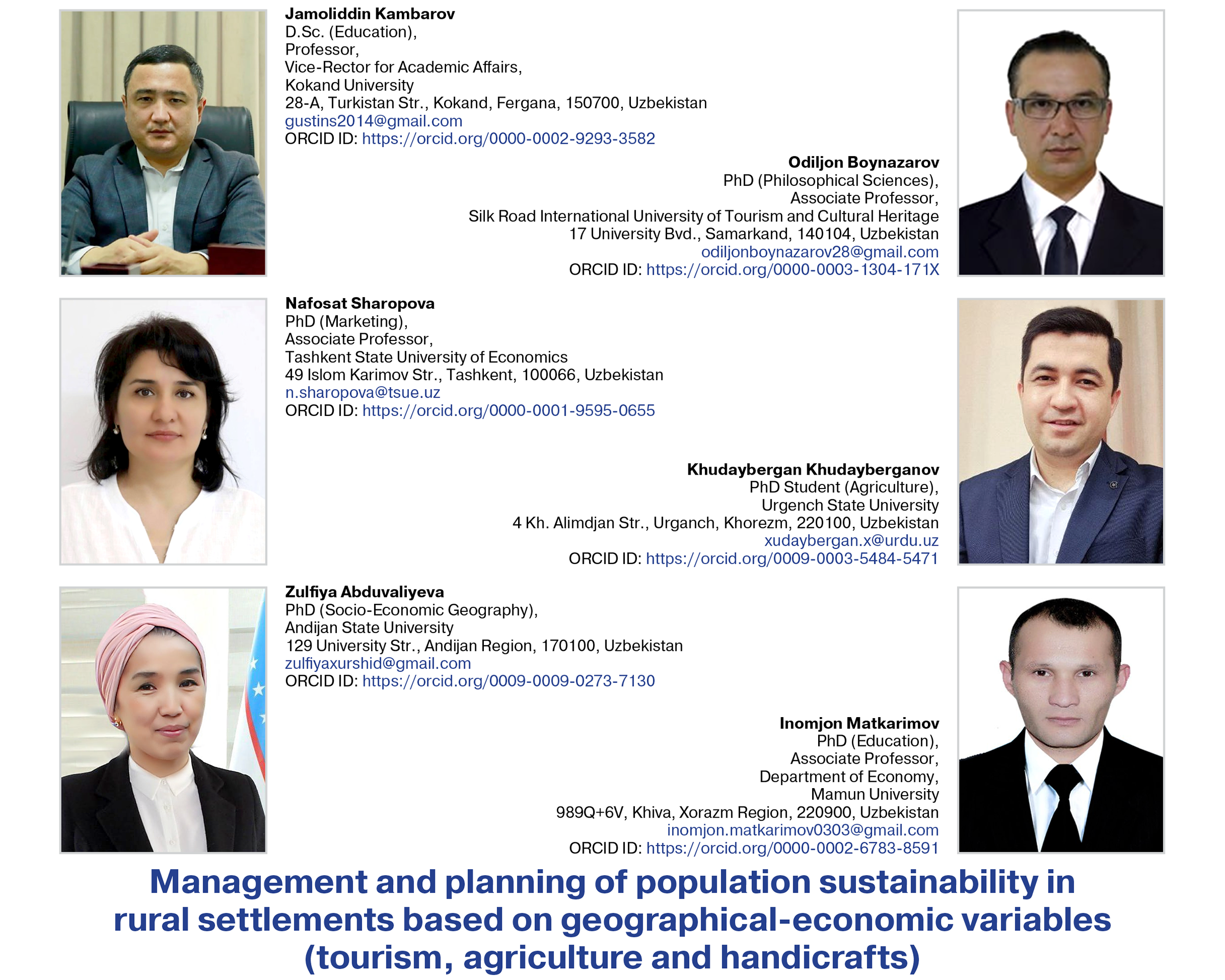 Kambarov, J., Boynazarov, O., Sharopova, N., Khudayberganov, K., Abduvaliyeva, Z., Matkarimov, I. (2024)