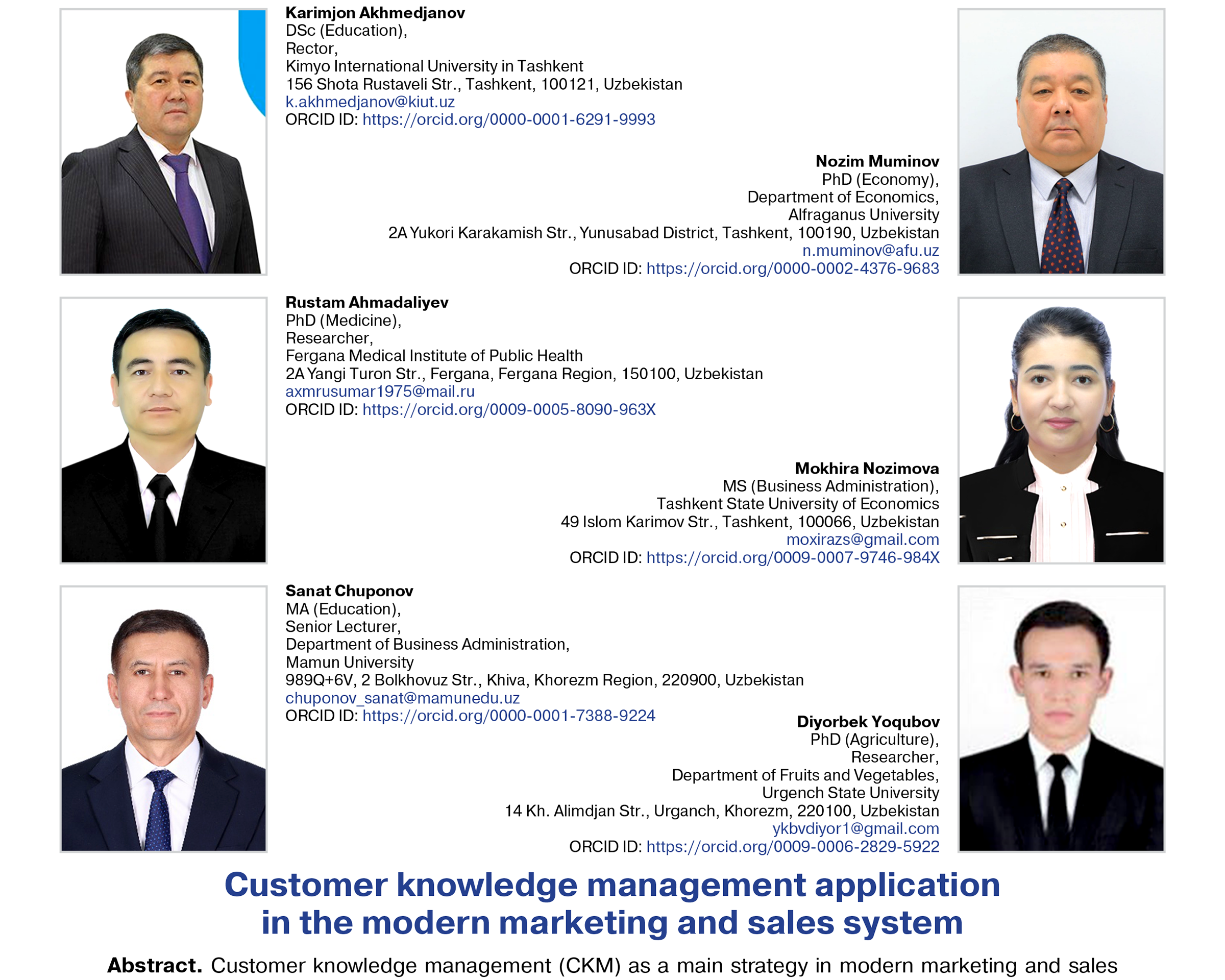 Akhmedjanov, K., Muminov, N., Ahmadaliyev, R., Nozimova, M., Chuponov, S., & Yoqubov, D. (2025)