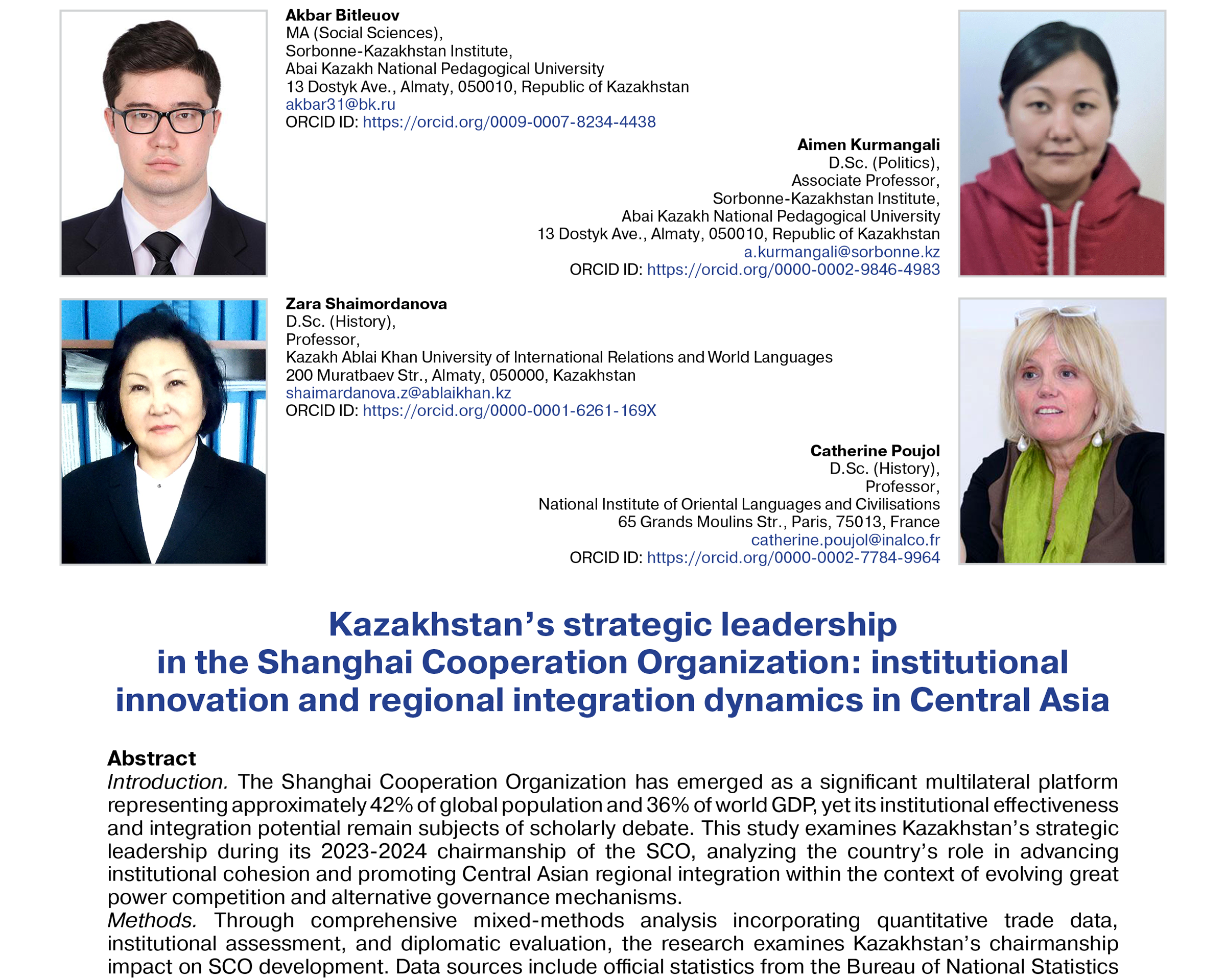 Bitleuov, A., Kurmangali, A., Shaimordanova, Z., & Poujol, C. (2025)