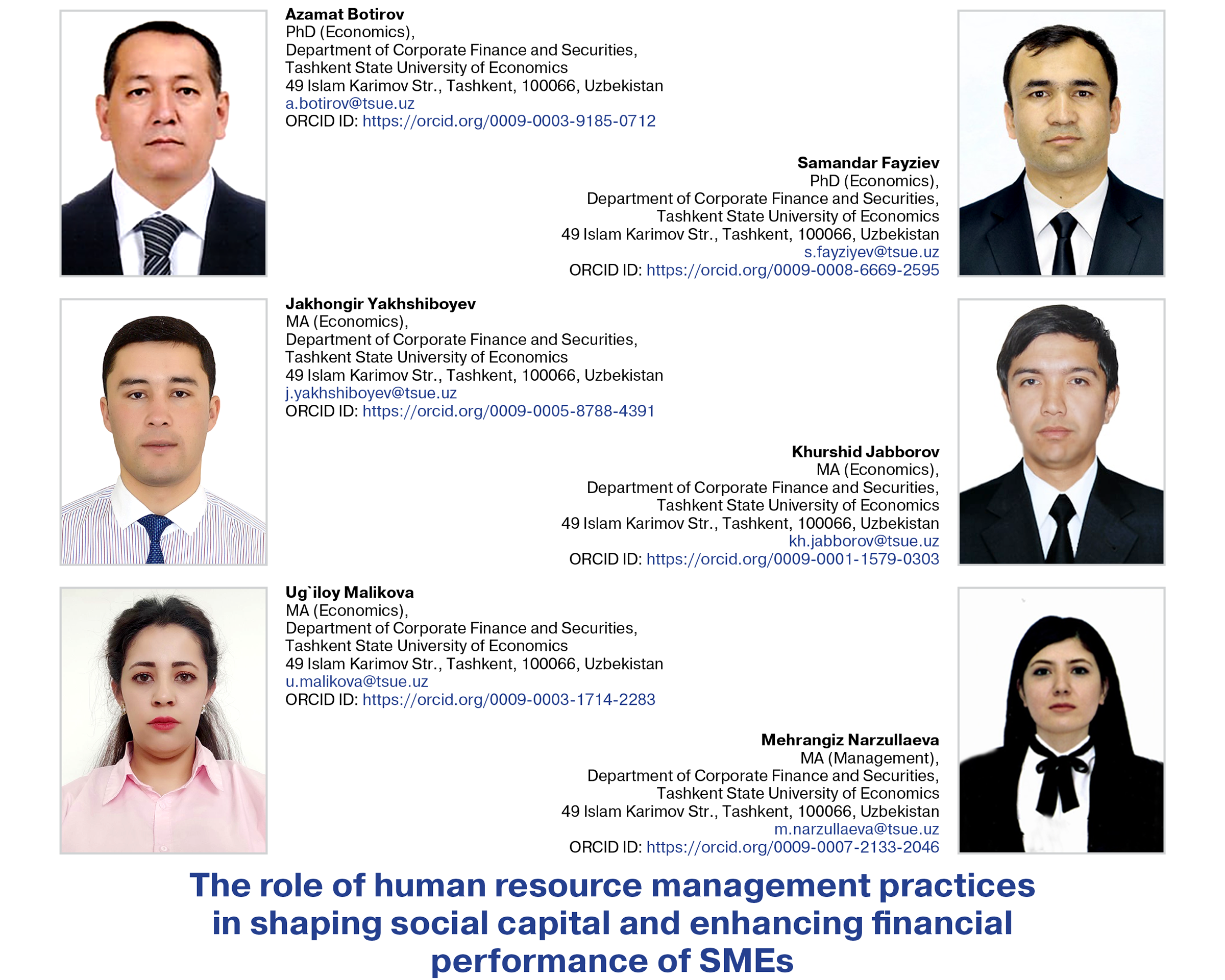 Botirov, A., Fayziev, S., Yakhshiboev, J., Jabborov, Kh., Malikova, U., & Narzullaeva, M. (2024)