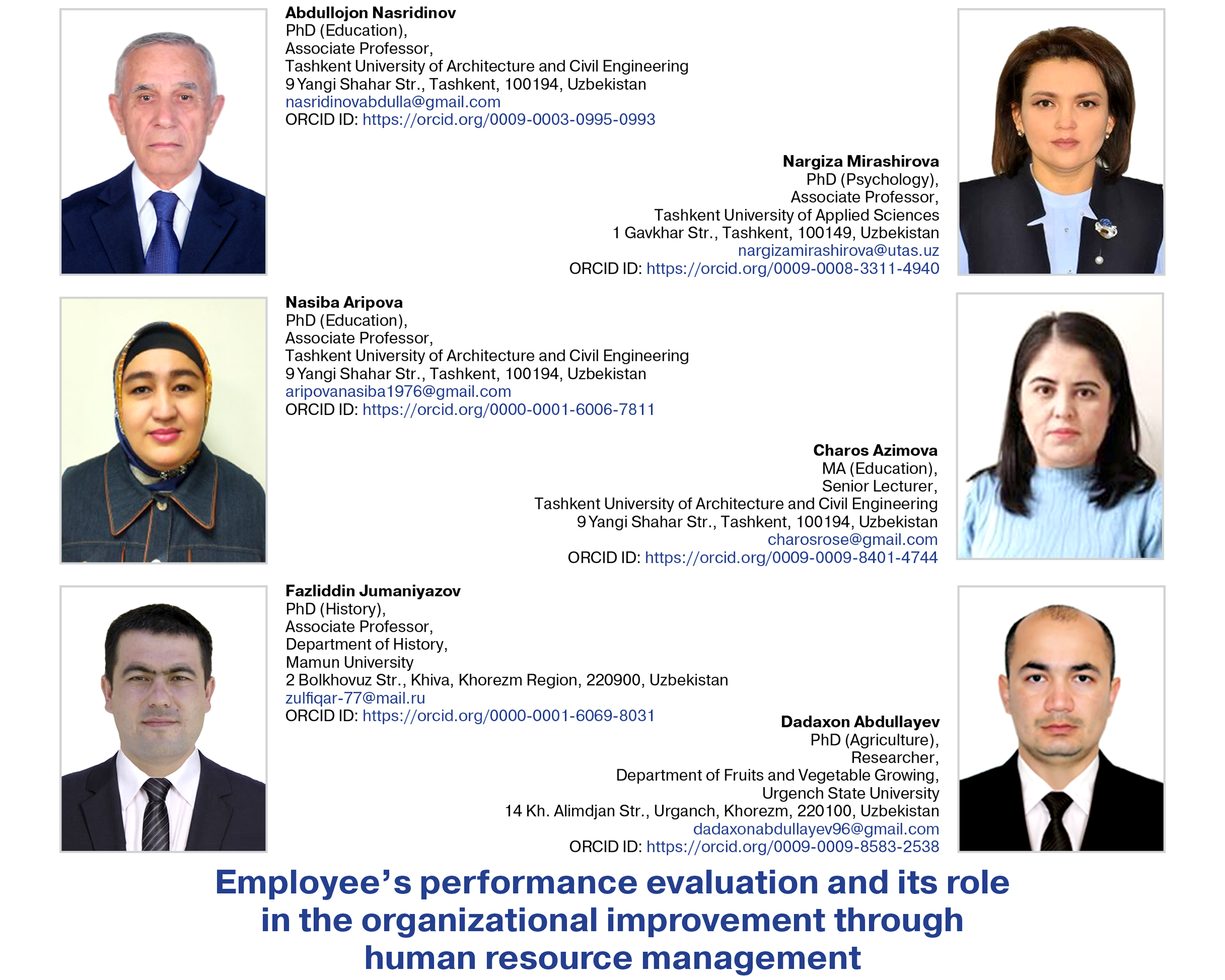 Nasridinov, A., Mirashirova, N., Aripova, N., Azimova, Ch., Jumaniyazov, F., & Abdullayev, D. (2025)