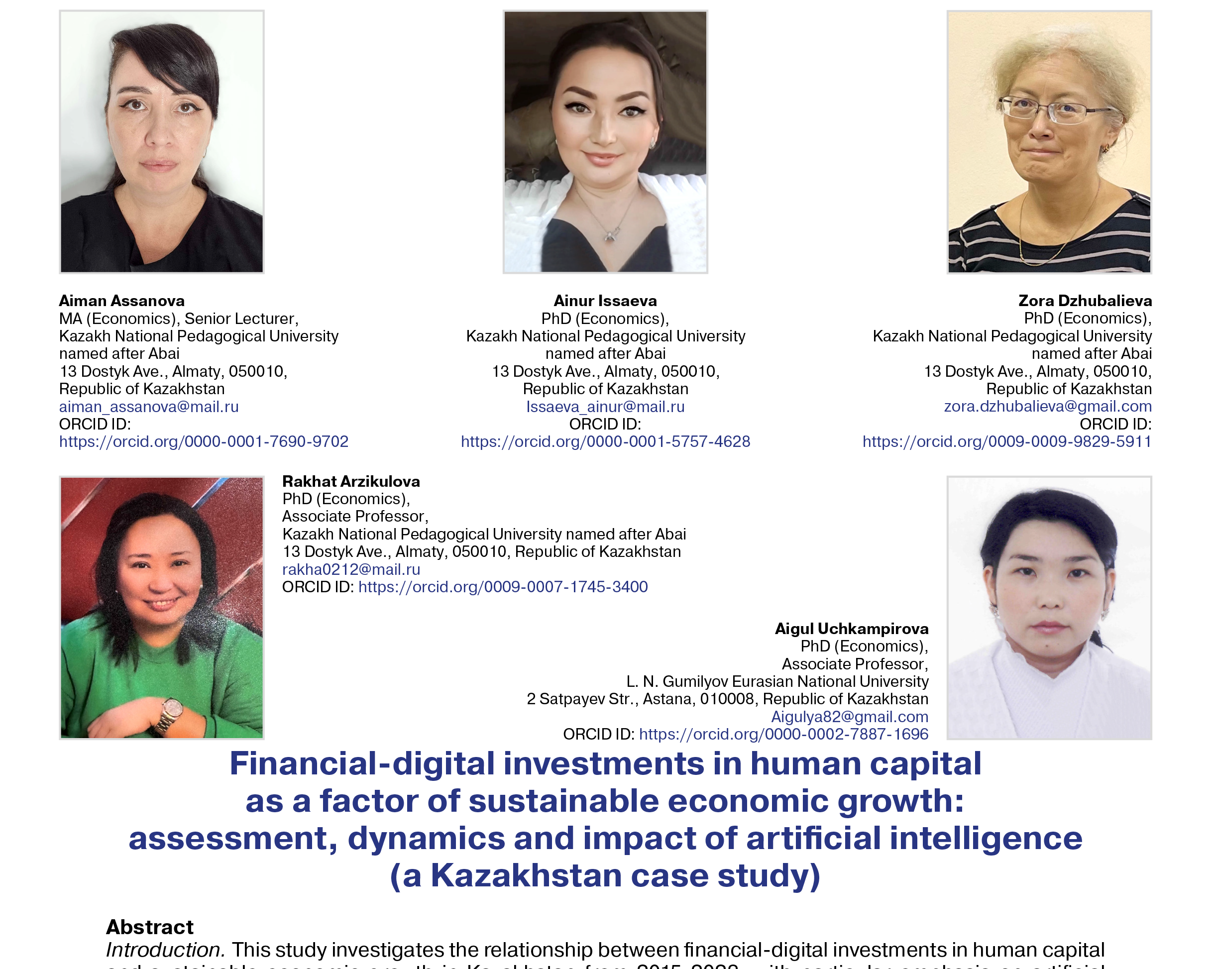 Assanova, A., Issaeva, A., Dzhubalieva, Z., Arzikulova, R., & Uchkampirova, A. (2025)