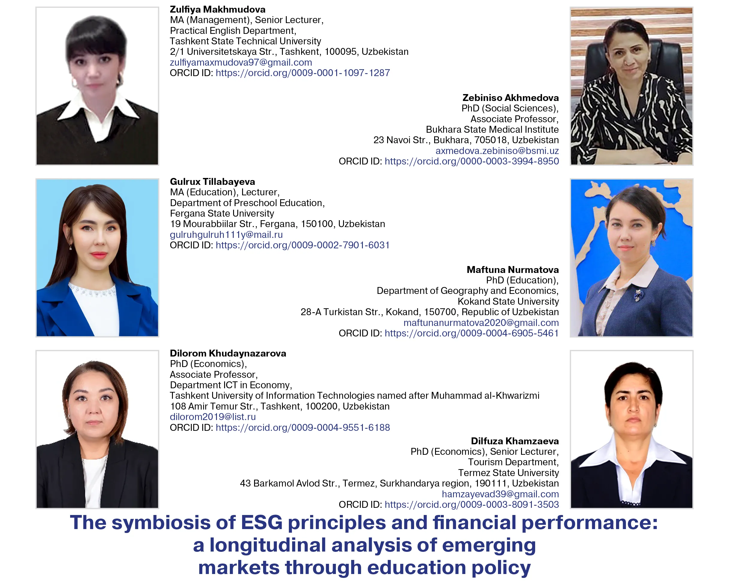 Makhmudova, Z., Akhmedova, Z., Tillabayeva, G., Nurmatova, M., Khudaynazarova, D., & Khamzaeva, D. (2025)