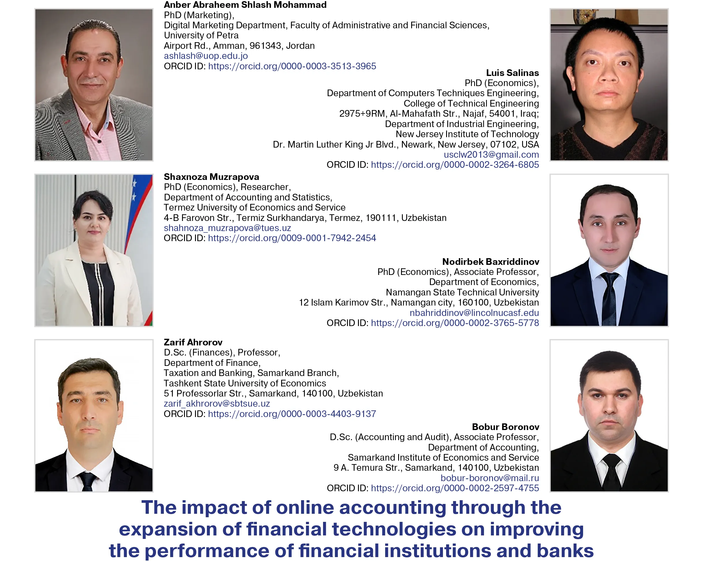 Mohammad, A. A. Sh., Salinas, L., Muzrapova, Sh., Baxriddinov, N., Ahrorov, Z., & Boronov, B. (2025)