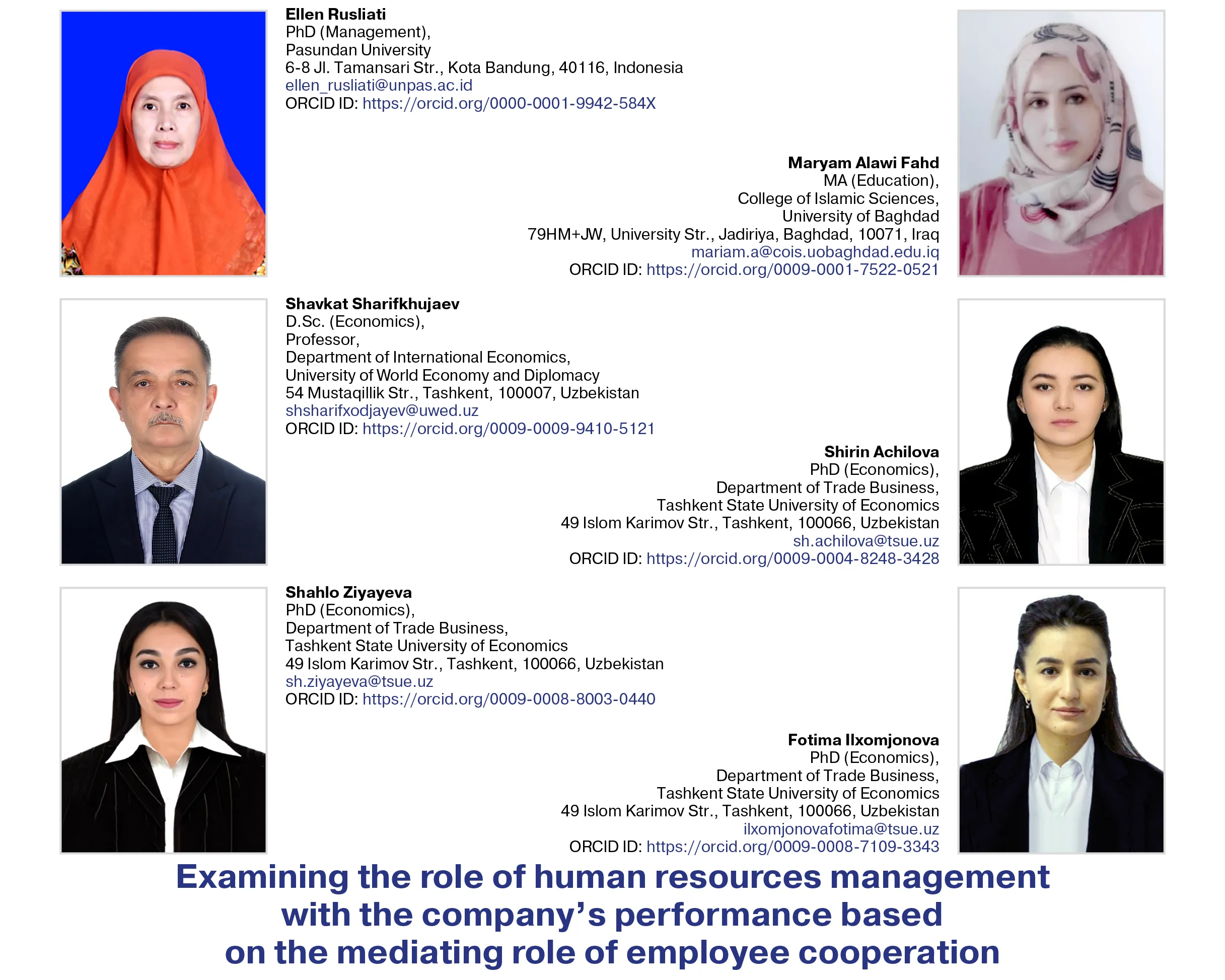 Rusliati, E., Fahd, M. A., Sharifkhujaev, Sh., Achilova, Sh., Ziyayeva, Sh., & Ilxomjonova, F. (2025)
