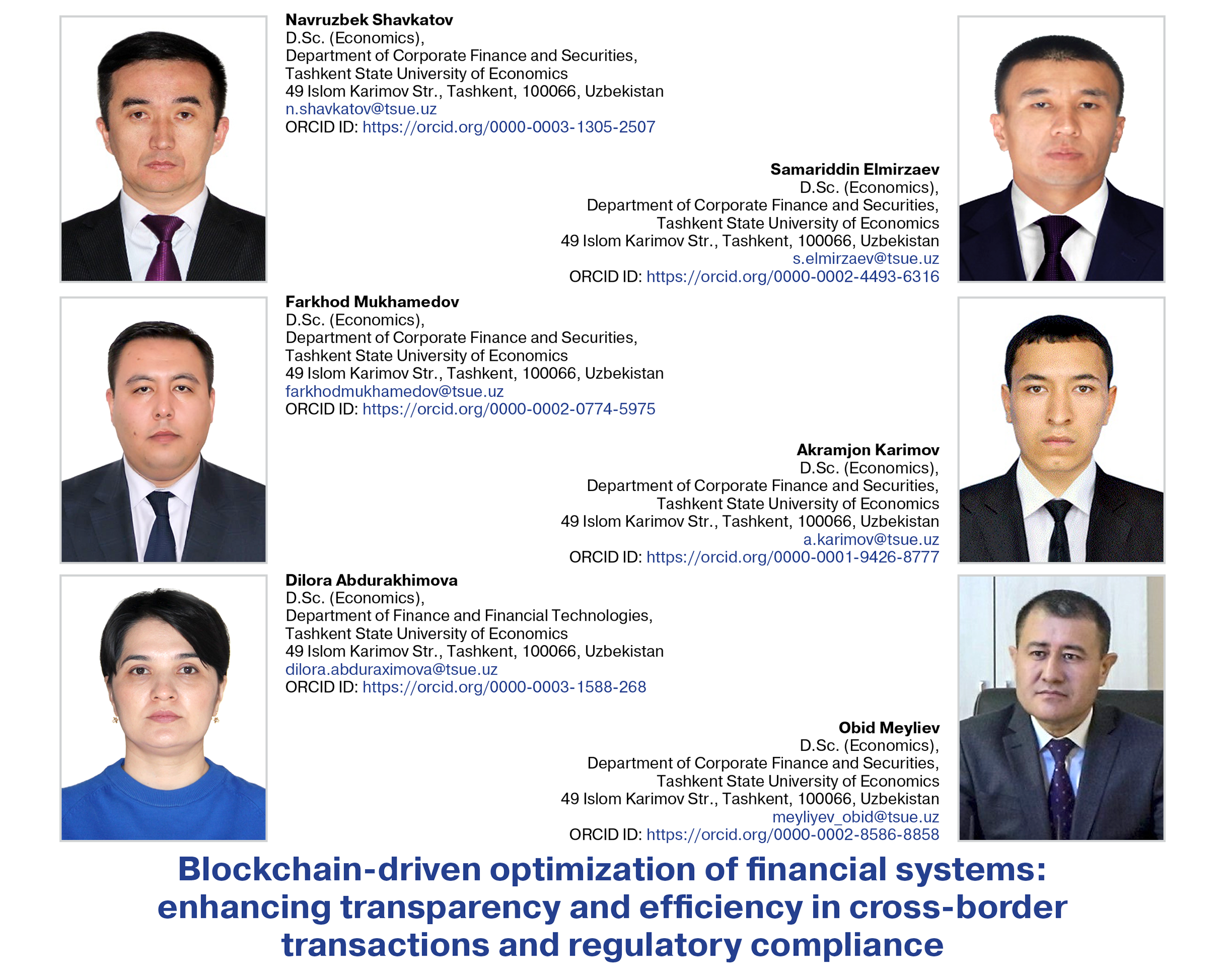 Shavkatov, N., Elmirzaev, S., Mukhamedov, F., Karimov, A., Abdurakhimova, D., & Meyliev, O. (2025)